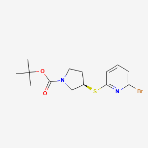 molecular formula C14H19BrN2O2S B7985612 (R)-3-(6-Bromo-pyridin-2-ylsulfanyl)-pyrrolidine-1-carboxylic acid tert-butyl ester 