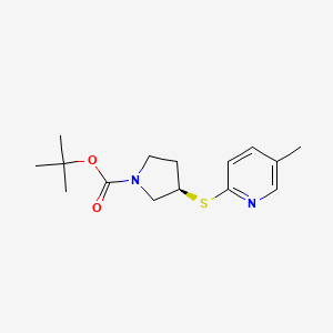 molecular formula C15H22N2O2S B7985617 (R)-3-(5-Methyl-pyridin-2-ylsulfanyl)-pyrrolidine-1-carboxylic acid tert-butyl ester 