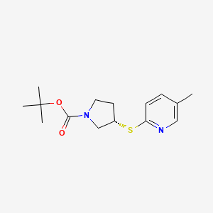 molecular formula C15H22N2O2S B7985624 (S)-3-(5-Methyl-pyridin-2-ylsulfanyl)-pyrrolidine-1-carboxylic acid tert-butyl ester 