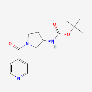 molecular formula C15H21N3O3 B7985685 (S)-tert-Butyl 1-[(pyridin-4-yl)carbonyl]pyrrolidin-3-ylcarbamate CAS No. 1349702-32-4