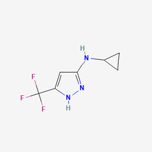 molecular formula C7H8F3N3 B7985765 N-cyclopropyl-3-(trifluoromethyl)-1H-pyrazol-5-amine 