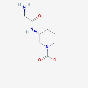 molecular formula C12H23N3O3 B7985860 (R)-3-(2-Amino-acetylamino)-piperidine-1-carboxylic acid tert-butyl ester 