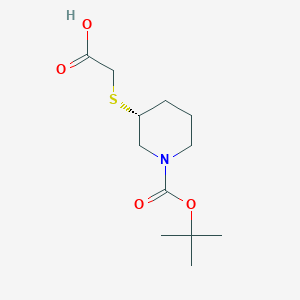 molecular formula C12H21NO4S B7985920 (R)-3-Carboxymethylsulfanyl-piperidine-1-carboxylic acid tert-butyl ester 