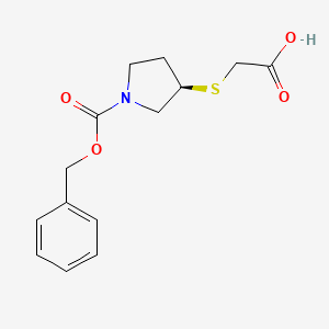 molecular formula C14H17NO4S B7985921 (R)-3-Carboxymethylsulfanyl-pyrrolidine-1-carboxylic acid benzyl ester 