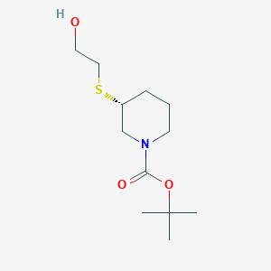 molecular formula C12H23NO3S B7985933 (R)-3-(2-Hydroxy-ethylsulfanyl)-piperidine-1-carboxylic acid tert-butyl ester 