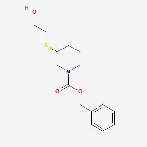 molecular formula C15H21NO3S B7985945 (R)-3-(2-Hydroxy-ethylsulfanyl)-piperidine-1-carboxylic acid benzyl ester 