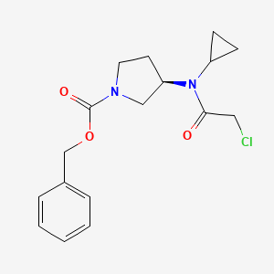 molecular formula C17H21ClN2O3 B7986042 (R)-3-[(2-Chloro-acetyl)-cyclopropyl-amino]-pyrrolidine-1-carboxylic acid benzyl ester 