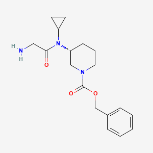 molecular formula C18H25N3O3 B7986074 (R)-3-[(2-Amino-acetyl)-cyclopropyl-amino]-piperidine-1-carboxylic acid benzyl ester 