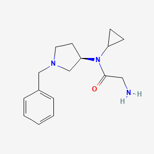 molecular formula C16H23N3O B7986232 (R)-2-Amino-N-(1-benzylpyrrolidin-3-yl)-N-cyclopropylacetamide 