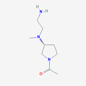 molecular formula C9H19N3O B7986296 1-{(R)-3-[(2-Amino-ethyl)-methyl-amino]-pyrrolidin-1-yl}-ethanone 