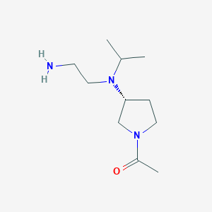 molecular formula C11H23N3O B7986308 1-{(R)-3-[(2-Amino-ethyl)-isopropyl-amino]-pyrrolidin-1-yl}-ethanone 