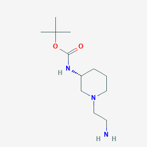 molecular formula C12H25N3O2 B7986662 [(R)-1-(2-Amino-ethyl)-piperidin-3-yl]-carbamic acid tert-butyl ester 
