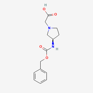 molecular formula C14H18N2O4 B7986798 ((R)-3-Benzyloxycarbonylamino-pyrrolidin-1-yl)-acetic acid 