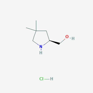 molecular formula C7H16ClNO B7987298 (S)-4,4-Dimethyl-2-hydroxymethyl-pyrrolidine hcl 