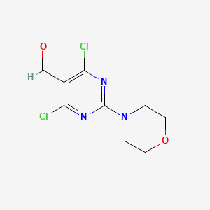 molecular formula C9H9Cl2N3O2 B7987320 4,6-Dichloro-2-morpholinopyrimidine-5-carbaldehyde 