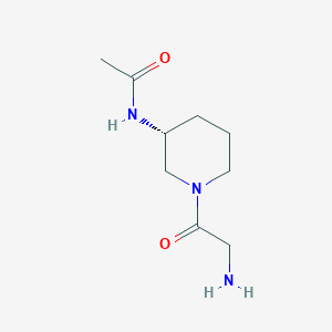 molecular formula C9H17N3O2 B7987371 N-[(R)-1-(2-Amino-acetyl)-piperidin-3-yl]-acetamide 