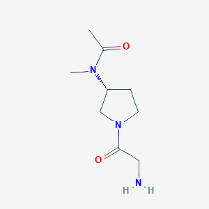 molecular formula C9H17N3O2 B7987378 N-[(R)-1-(2-Amino-acetyl)-pyrrolidin-3-yl]-N-methyl-acetamide 