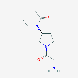 molecular formula C10H19N3O2 B7987386 N-[(R)-1-(2-Amino-acetyl)-pyrrolidin-3-yl]-N-ethyl-acetamide 