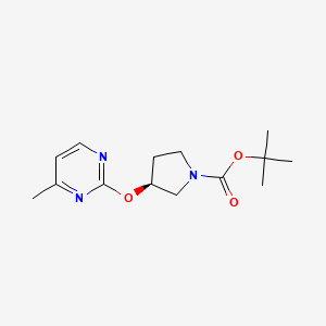 molecular formula C14H21N3O3 B7987556 (S)-3-(4-Methyl-pyrimidin-2-yloxy)-pyrrolidine-1-carboxylic acid tert-butyl ester 