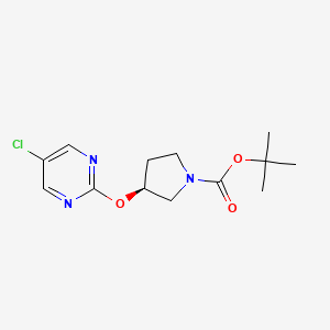 molecular formula C13H18ClN3O3 B7987570 (S)-3-(5-Chloro-pyrimidin-2-yloxy)-pyrrolidine-1-carboxylic acid tert-butyl ester 
