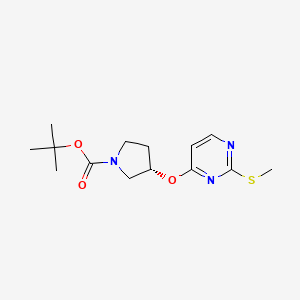 molecular formula C14H21N3O3S B7987571 (S)-3-(2-Methylsulfanyl-pyrimidin-4-yloxy)-pyrrolidine-1-carboxylic acid tert-butyl ester 