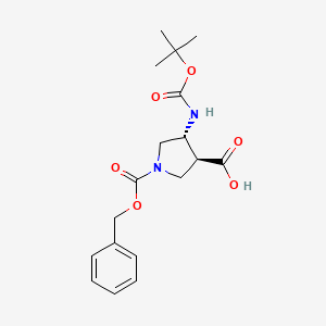 molecular formula C18H24N2O6 B7987730 trans-4-N-Boc-Amino-1-Cbz-pyrrolidine-3-carboxylic acid CAS No. 1820571-98-9