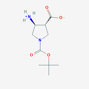 molecular formula C10H18N2O4 B7987738 (3R,4S)-4-azaniumyl-1-[(2-methylpropan-2-yl)oxycarbonyl]pyrrolidine-3-carboxylate 