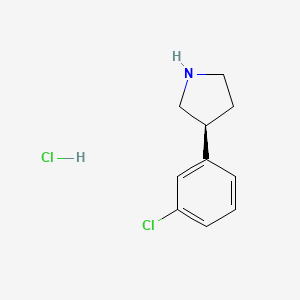 molecular formula C10H13Cl2N B7987782 (s)-3-(3-Chlorophenyl)pyrrolidine hydrochloride 