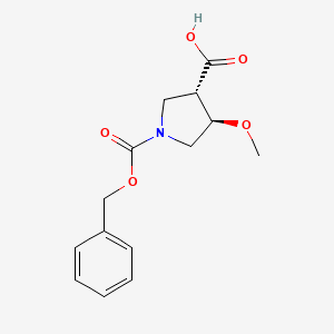 molecular formula C14H17NO5 B7987785 trans-1-((Benzyloxy)carbonyl)-4-methoxypyrrolidine-3-carboxylic acid 