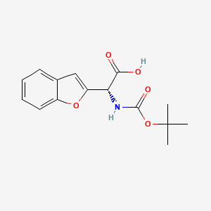 molecular formula C15H17NO5 B7988060 (R)-2-(Benzofuran-2-YL)-2-((tert-butoxycarbonyl)amino)acetic acid 