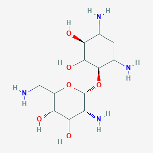 molecular formula C12H26N4O6 B7988093 (3S,5R,6R)-5-amino-2-(aminomethyl)-6-[(1R,3S)-4,6-diamino-2,3-dihydroxycyclohexyl]oxyoxane-3,4-diol 