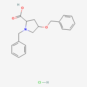 molecular formula C19H22ClNO3 B7988165 1-Benzyl-4-(benzyloxy)pyrrolidine-2-carboxylic acid hydrochloride 