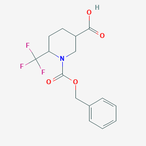 molecular formula C15H16F3NO4 B7988218 1-((Benzyloxy)carbonyl)-6-(trifluoromethyl)piperidine-3-carboxylic acid 