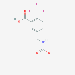 molecular formula C14H16F3NO4 B7988232 5-(((Tert-butoxycarbonyl)amino)methyl)-2-(trifluoromethyl)benzoic acid 