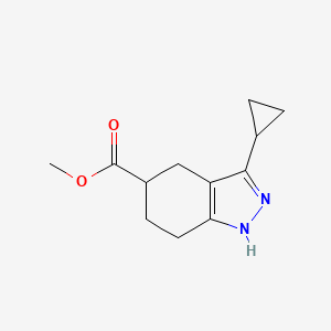molecular formula C12H16N2O2 B7988244 Methyl 3-cyclopropyl-4,5,6,7-tetrahydro-1H-indazole-5-carboxylate 