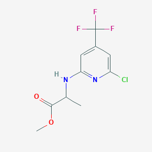 molecular formula C10H10ClF3N2O2 B7988391 2-(6-Chloro-4-trifluoromethyl-pyridin-2-ylamino)-propionic acid methyl ester 
