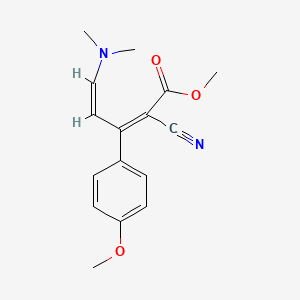 molecular formula C16H18N2O3 B7988405 (2E,4Z)-2-Cyano-5-dimethylamino-3-(4-methoxyphenyl)penta-2,4-dienoic acid methyl ester 