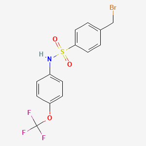 molecular formula C14H11BrF3NO3S B7988574 4-(bromomethyl)-N-[4-(trifluoromethoxy)phenyl]benzenesulfonamide 