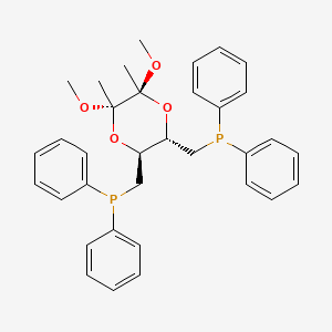 molecular formula C34H38O4P2 B7988733 (2S)-2alpha,3beta-Dimethoxy-2,3-dimethyl-5alpha,6beta-bis[(diphenylphosphino)methyl]-1,4-dioxane 