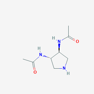 molecular formula C8H15N3O2 B7988780 N-[(3S,4S)-4-acetamidopyrrolidin-3-yl]acetamide 
