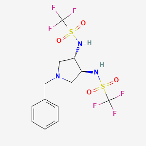 molecular formula C13H15F6N3O4S2 B7988793 N-[(3S,4S)-1-benzyl-4-(trifluoromethylsulfonylamino)pyrrolidin-3-yl]-1,1,1-trifluoromethanesulfonamide 