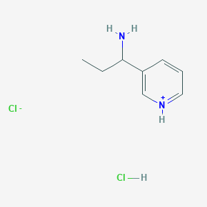 molecular formula C8H14Cl2N2 B7988829 1-Pyridin-1-ium-3-ylpropan-1-amine;chloride;hydrochloride 