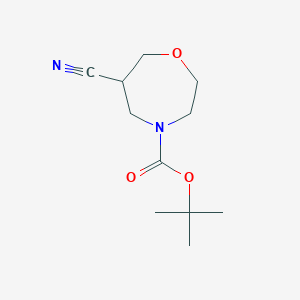 molecular formula C11H18N2O3 B7988841 tert-Butyl 6-cyano-1,4-oxazepane-4-carboxylate 