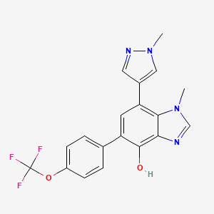 molecular formula C19H15F3N4O2 B7988994 1-Methyl-7-(1-methylpyrazol-4-yl)-5-[4-(trifluoromethoxy)phenyl]benzimidazol-4-ol 