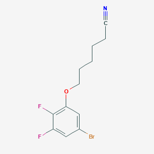 molecular formula C12H12BrF2NO B7989074 6-(3-Bromo-5,6-difluoro-phenoxy)hexanenitrile 