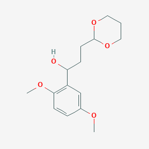 molecular formula C15H22O5 B7989118 1-(2,5-Dimethoxyphenyl)-3-[2-(1,3-dioxanyl)]-1-propanol 