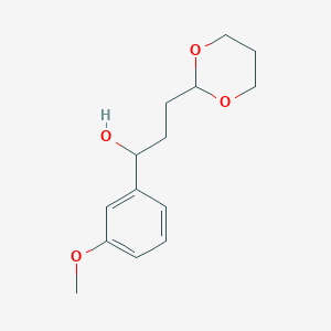 molecular formula C14H20O4 B7989141 3-[2-(1,3-Dioxanyl)]-1-(3-methoxyphenyl)-1-propanol 