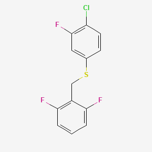 molecular formula C13H8ClF3S B7989240 1,3-Difluoro-2-[(4-chloro-3-fluorophenyl)sulfanylmethyl]benzene CAS No. 1443347-33-8