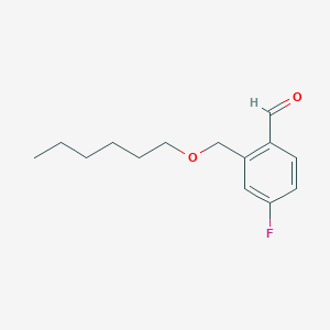 molecular formula C14H19FO2 B7989249 4-Fluoro-2-[(n-hexyloxy)methyl]benzaldehyde 