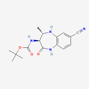 molecular formula C16H20N4O3 B7989555 Tert-butyl ((3S,4S)-7-cyano-4-methyl-2-oxo-2,3,4,5-tetrahydro-1H-benzo[B][1,4]diazepin-3-YL)carbamate 